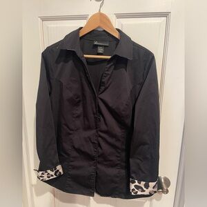 Lane Bryant Women’s Black Shirt with Leopard Accents 16